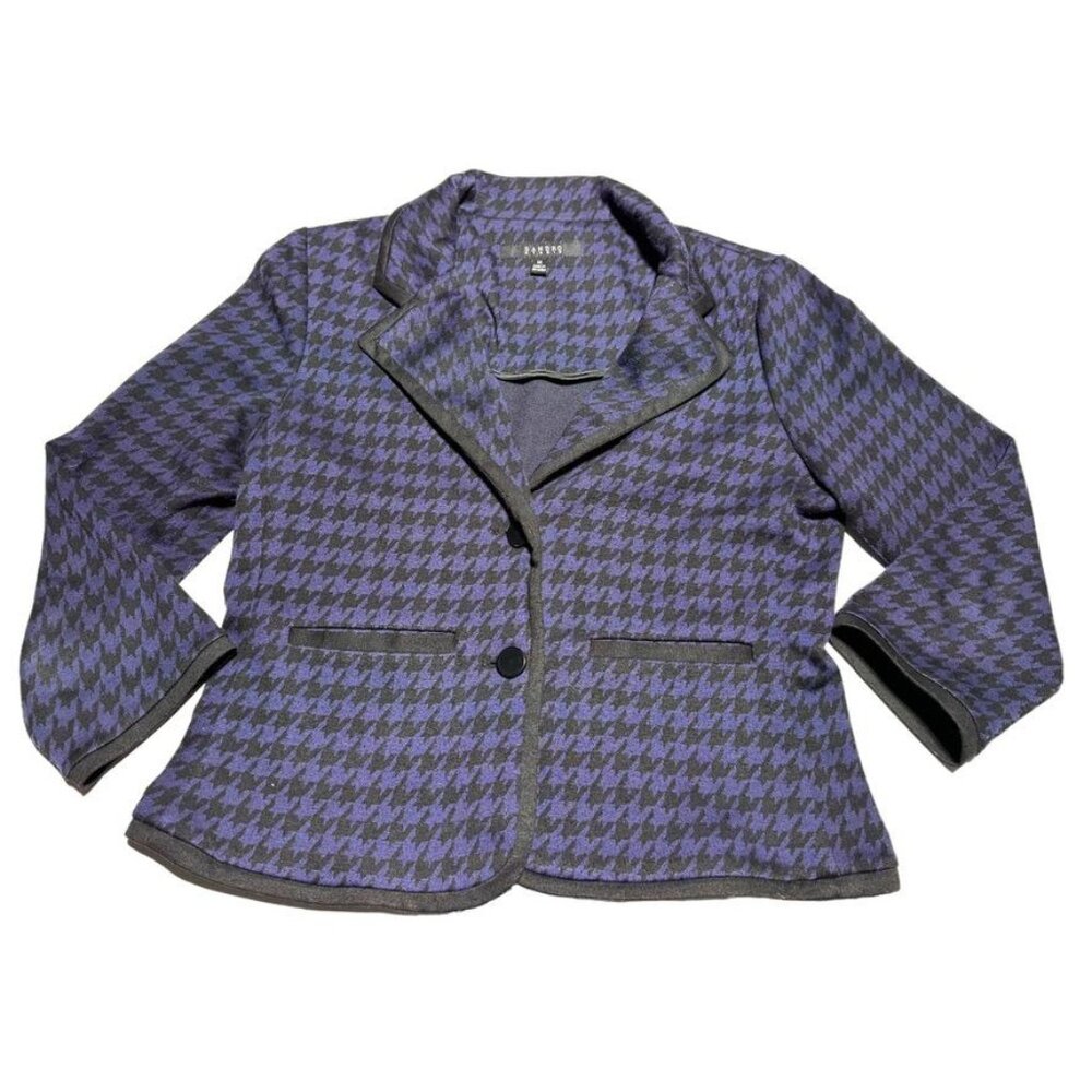 Sandro Studio Blue/Black Houndstooth Blazer Size Medium